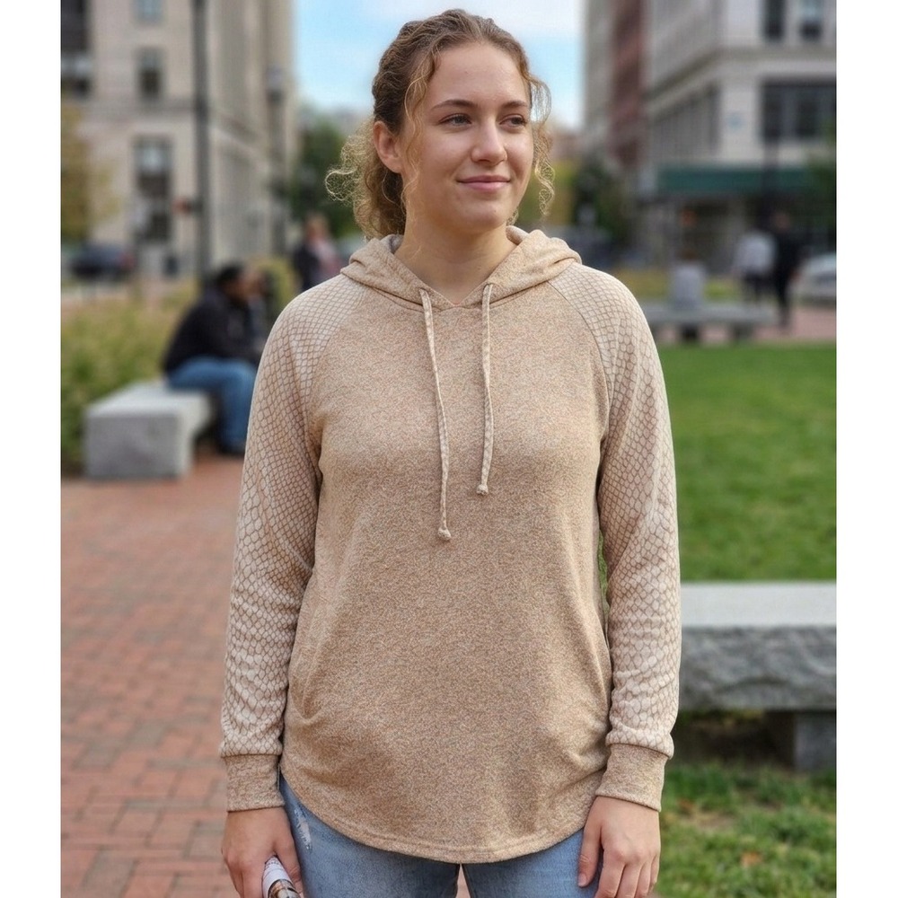 Christian Siriano New York Tan Marl Snakeskin Raglan Sleeve Hoodie Size M